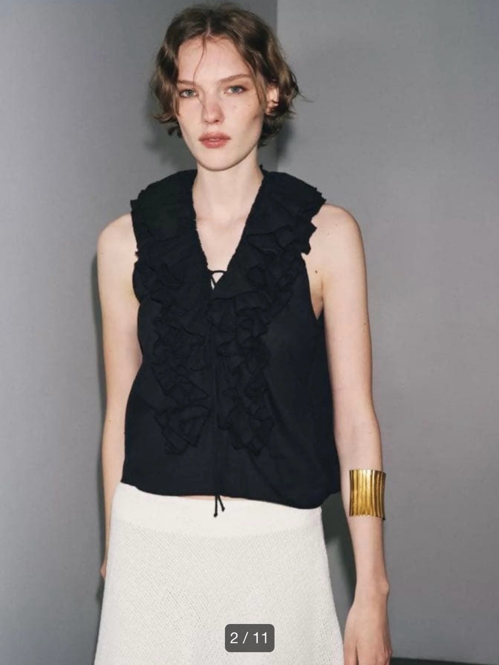 ZARA Ruffle 100 % Cotton Top NWT